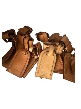Louis Vuitton Vachetta Leather Luggage Tag and Poignet set